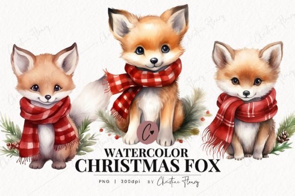Download Watercolor Christmas Fox Clipart - Premium Resources