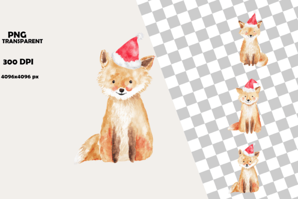 Download Adorable Watercolor Fox Christmas - Premium Resources