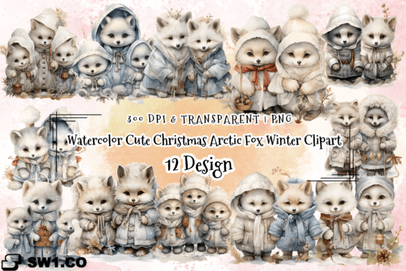 Download Watercolor Christmas Arctic Fox Winter - Premium Bundle