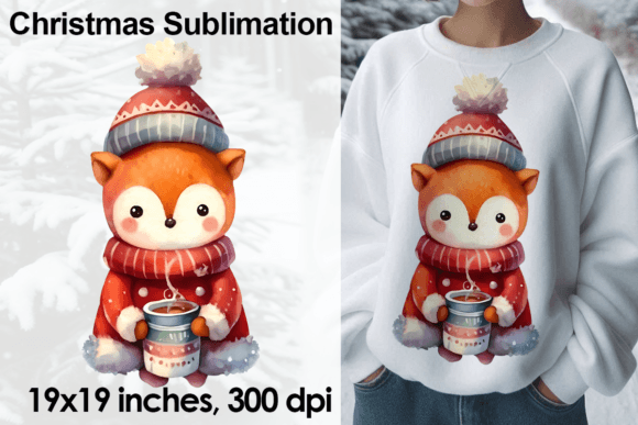 Download Watercolor Christmas Fox Sublimation PNG - Premium Resources