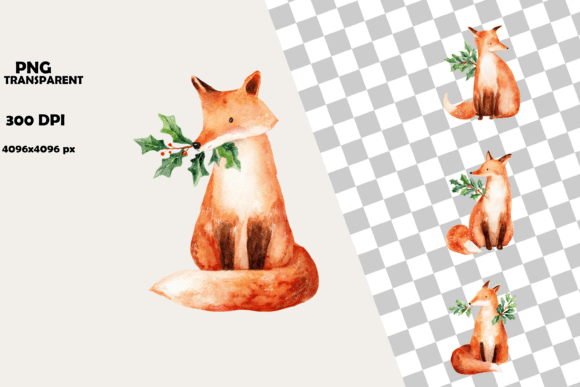 Download Cute Watercolor Fox Christmas Clipart - Premium Resources